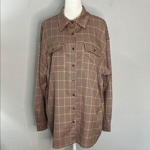 Princess Polly Plaid Oversized Button Down Size 6